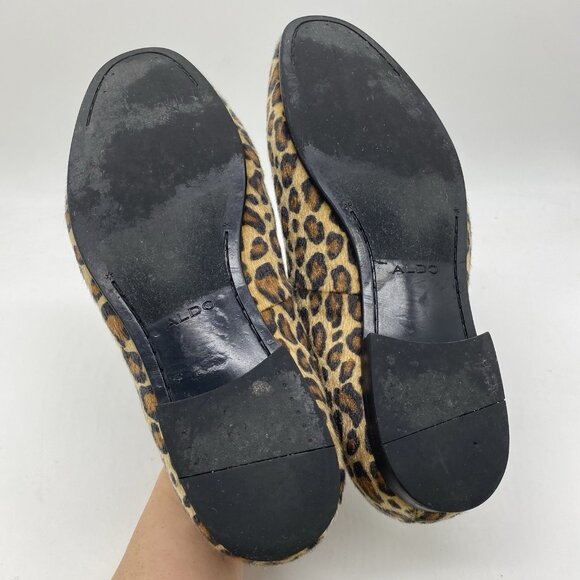 Aldo Leopard Print Fur Slip On Loafers Mens 9 Funky Disco Smoking Dress Shoes